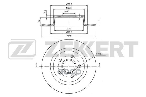 Диск Тормозной Zekkert Bs5963 Зад. Полный (278 X 54 X 11) Ford Tourneo Connect 02-, Transi
Диск Тормозной Zekkert Bs5963 Зад. Полный (278 X 54 X 11) Ford Tourneo Connect 02-, Transi