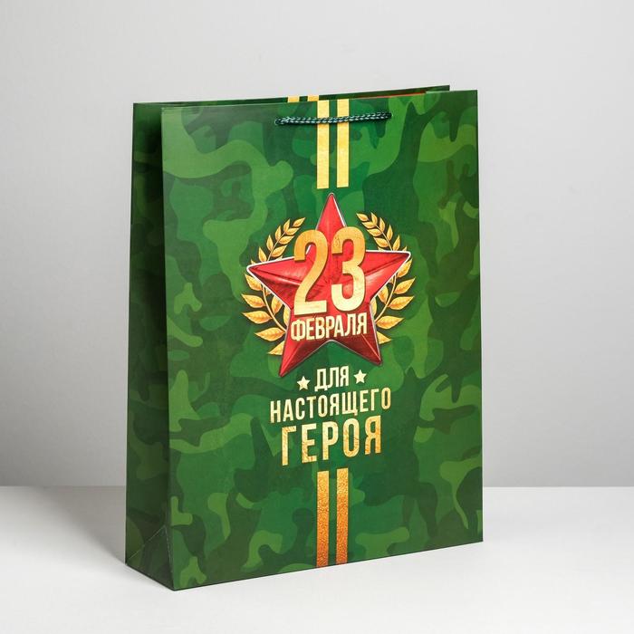 Пакет ламинированный вертикальный «Для настоящего героя», L 40 × 31 × 9 см, Подарочная упаковка 23 февраля
Пакет ламинированный вертикальный «Для настоящего героя», L 40 × 31 × 9 см, Подарочная упаковка 23 февраля