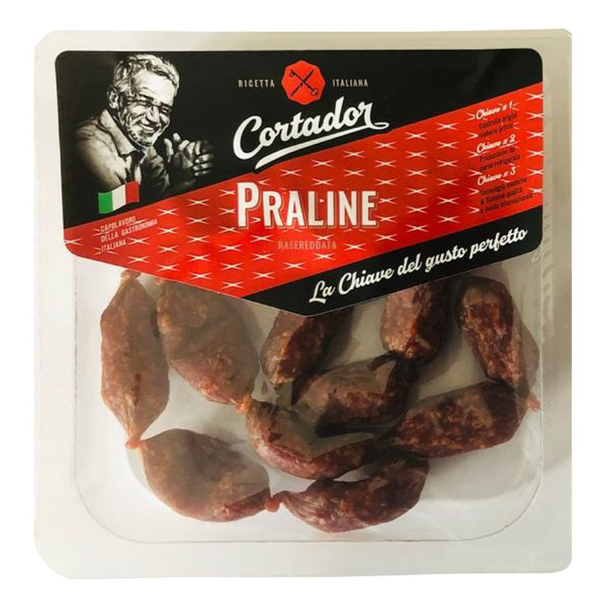 Колбаски сырокопченые Бахрушинъ Пралине категория А +-500 г 
Колбаски сырокопченые Бахрушинъ Пралине категория А +-500 г