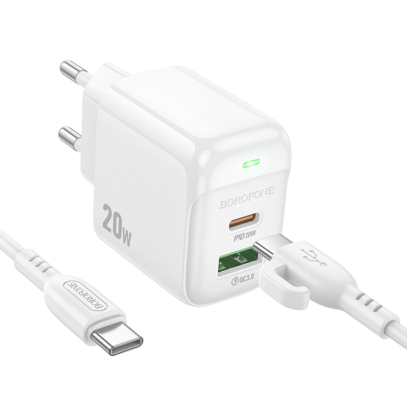 Сетевое зарядное устройство Borofone BAS44A 2USB 3.0A PD 20W+QC 3.0 для Type-C White, BAS44Aaa
Сетевое зарядное устройство Borofone BAS44A 2USB 3.0A PD 20W+QC 3.0 для Type-C White, BAS44Aaa