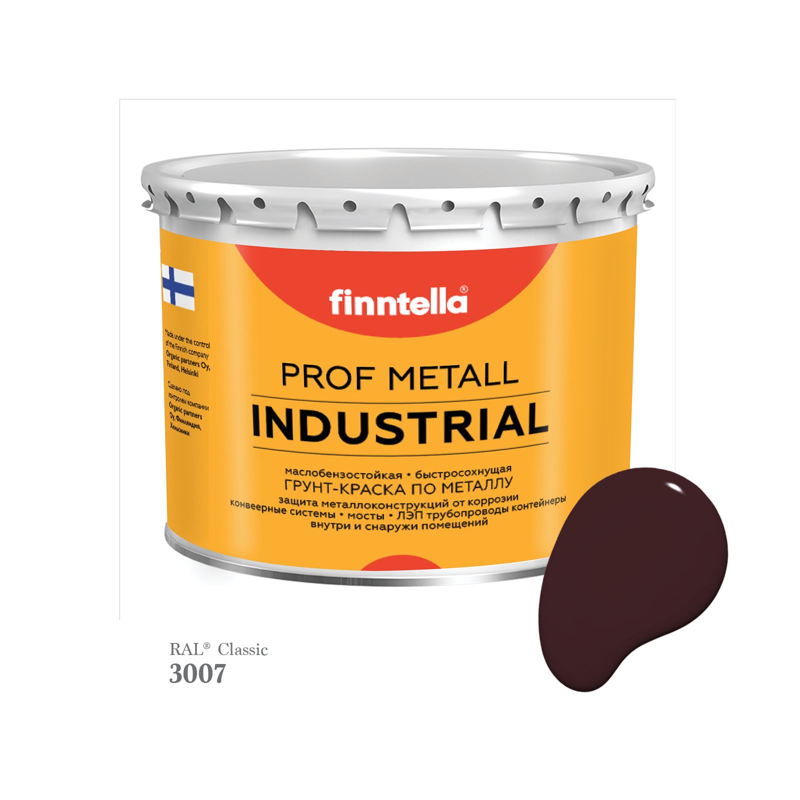 Краска METALL Prof INDUSTRIAL Matta, цвет RAL3007 Черно-красный (Black red), 2,7л, METALL Prof Matta
Краска METALL Prof INDUSTRIAL Matta, цвет RAL3007 Черно-красный (Black red), 2,7л, METALL Prof Matta