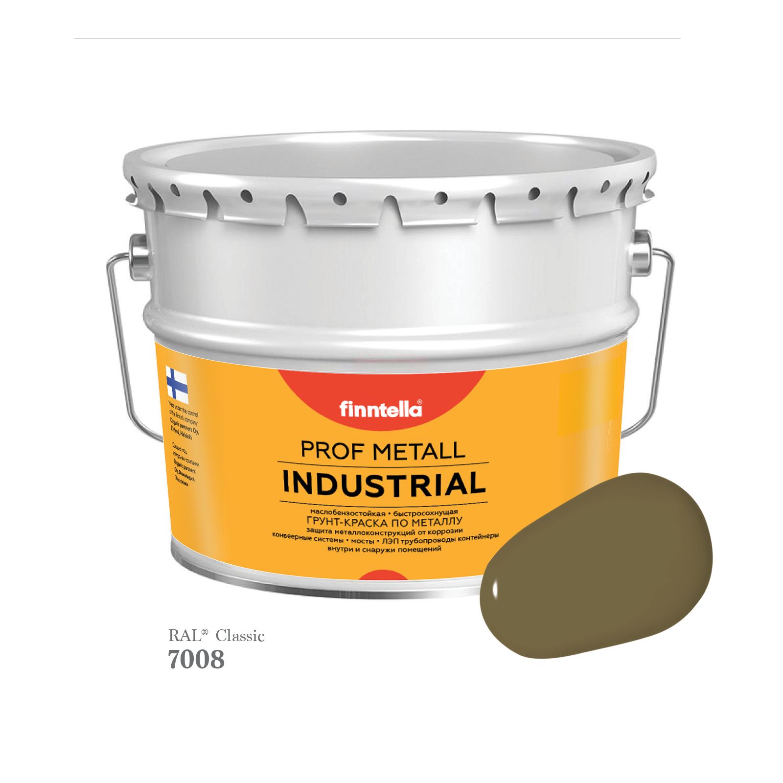 Краска METALL Prof INDUSTRIAL Matta, цвет RAL7008 Серое хаки (Khaki grey), 9л, Зеленый, METALL Prof Matta
Краска METALL Prof INDUSTRIAL Matta, цвет RAL7008 Серое хаки (Khaki grey), 9л, Зеленый, METALL Prof Matta