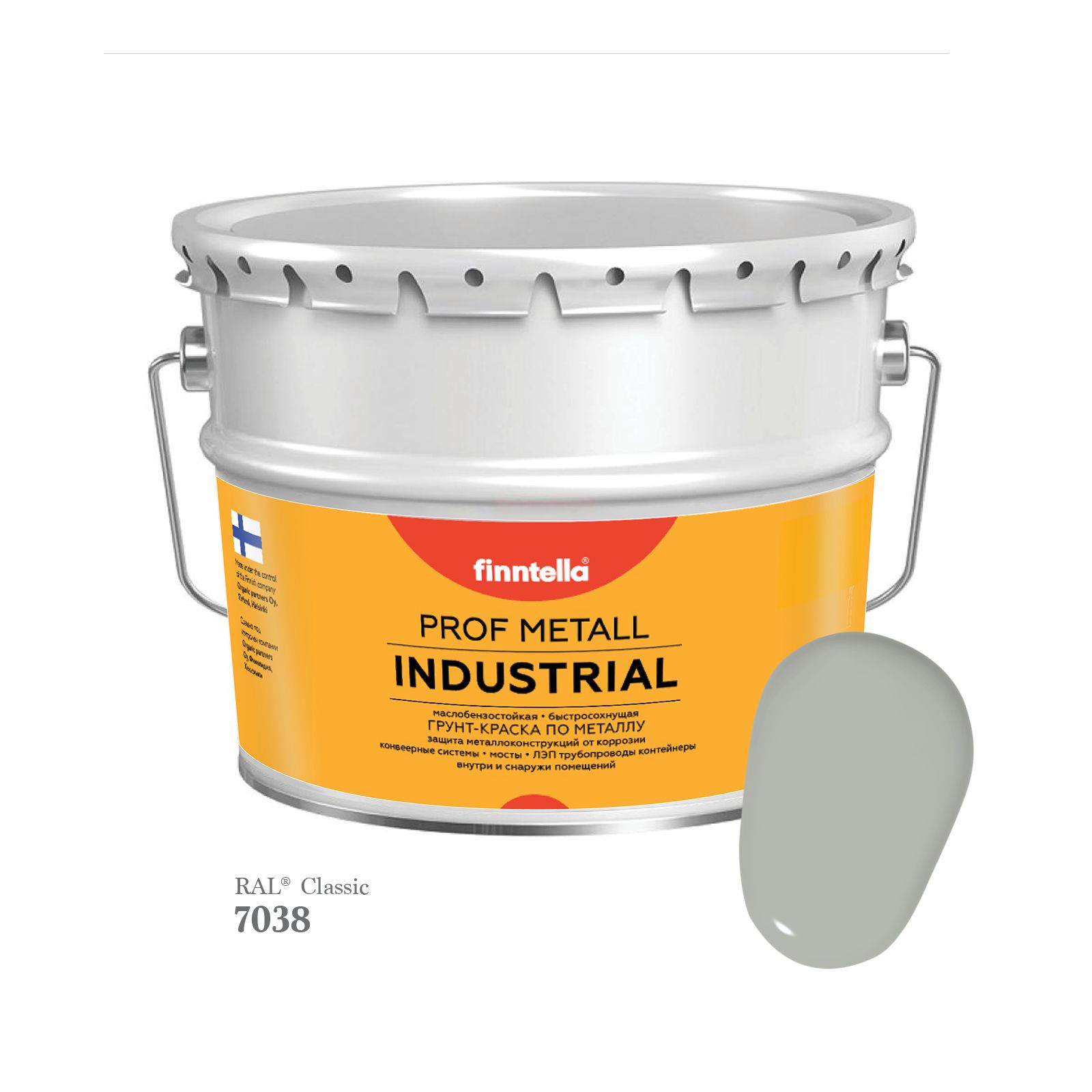 Краска METALL Prof INDUSTRIAL Matta, цвет RAL7038 Агатовый серый (Agate grey), 9л, METALL Prof Matta
Краска METALL Prof INDUSTRIAL Matta, цвет RAL7038 Агатовый серый (Agate grey), 9л, METALL Prof Matta