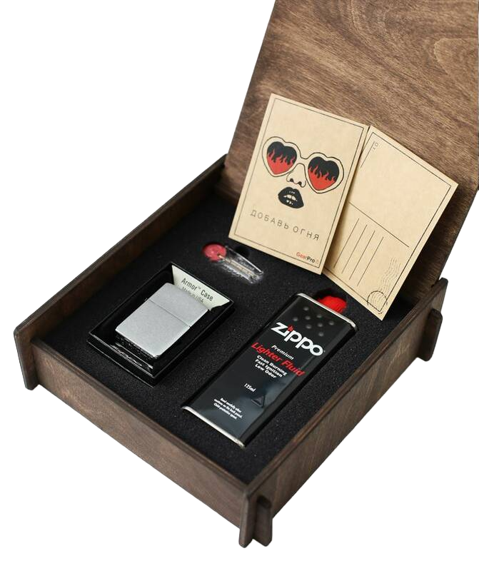 Подарочный набор оригинальная зажигалка Zippo 162 с топливом 125 мл+кремнии в дерев короб, Серебристый, 162-50r-box
Подарочный набор оригинальная зажигалка Zippo 162 с топливом 125 мл+кремнии в дерев короб, Серебристый, 162-50r-box