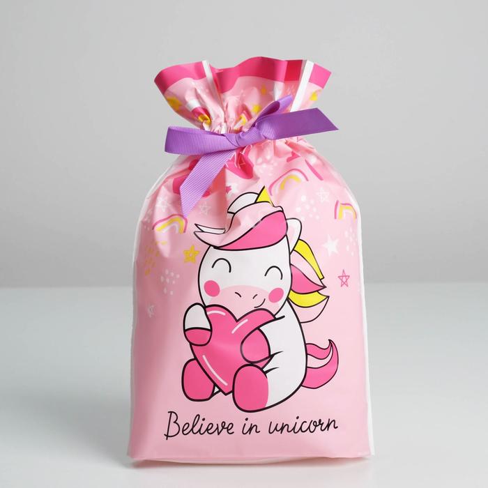 Пакет пластиковый с лентой «Believe in unicorn», 20 × 30 см, Коллекция упаковки "Единороги"
Пакет пластиковый с лентой «Believe in unicorn», 20 × 30 см, Коллекция упаковки "Единороги"