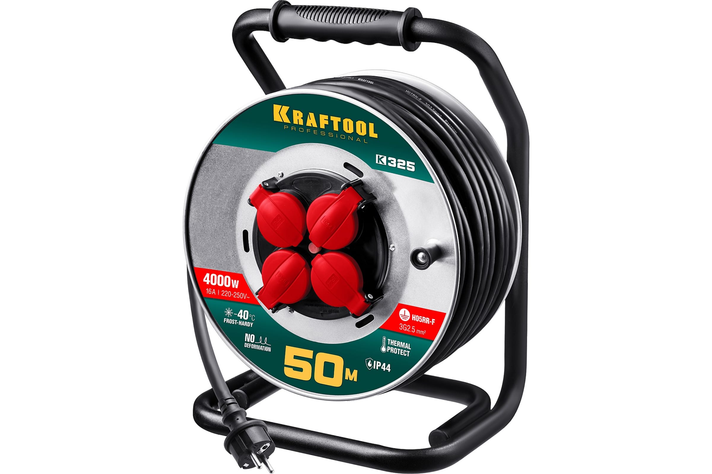Удлинитель на катушке KRAFTOOL K-325, 50м, 4000Вт, 4 гнезда, IP44, КГ 3х2.5 кв.м, 55086-50
Удлинитель на катушке KRAFTOOL K-325, 50м, 4000Вт, 4 гнезда, IP44, КГ 3х2.5 кв.м, 55086-50