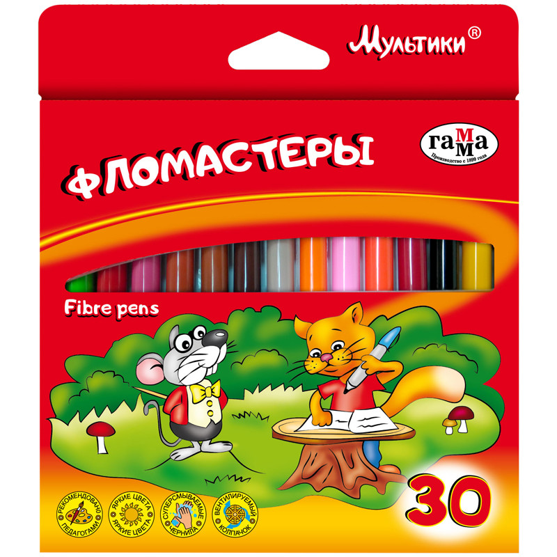 Фломастеры Гамма Мультики, 30 цветов, Белый;желтый;зеленый;коричневый;красный;серый;синий;черный;оранжевый
Фломастеры Гамма Мультики, 30 цветов, Белый;желтый;зеленый;коричневый;красный;серый;синий;черный;оранжевый