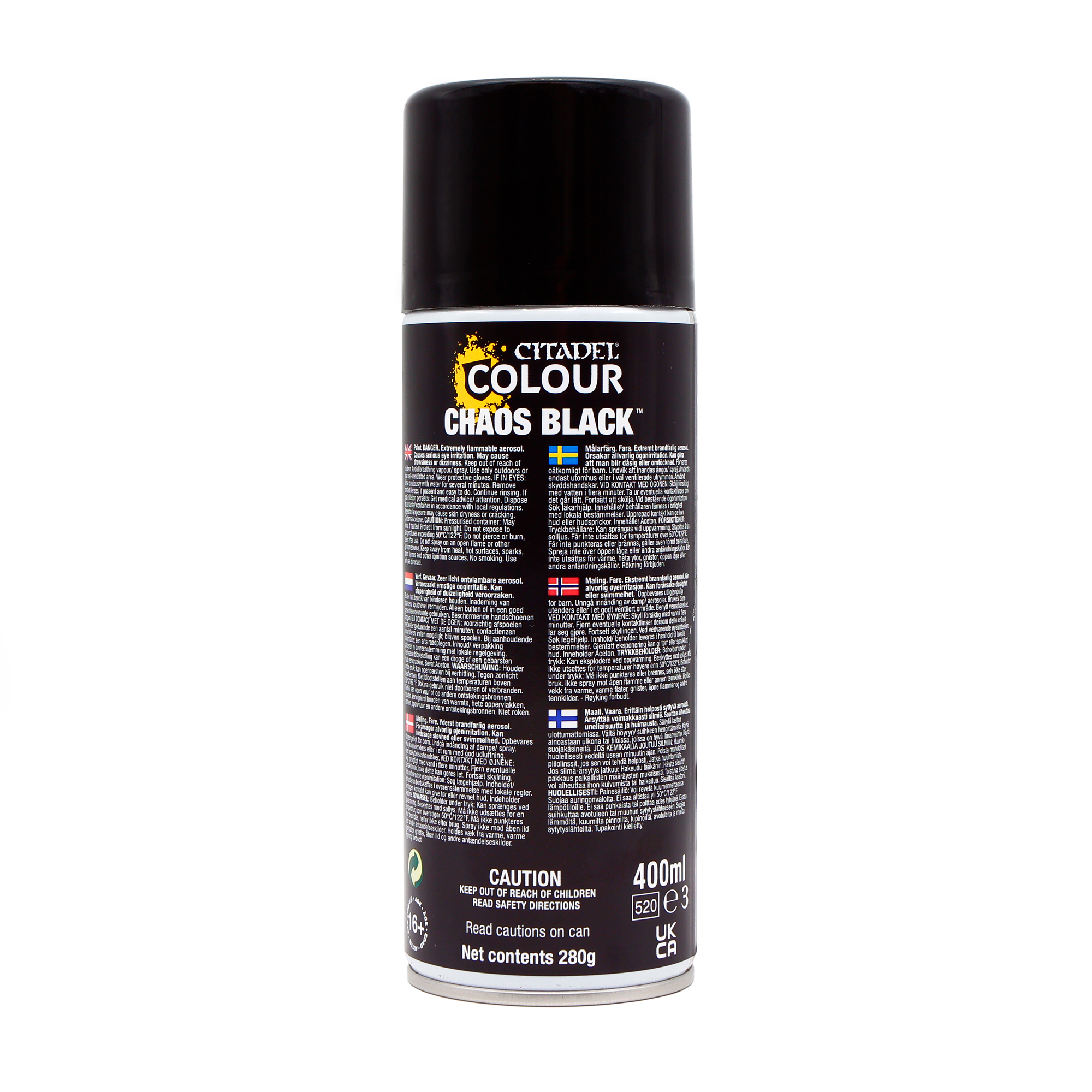 Аэрозольная грунтовка Games Workshop Citadel для миниатюр Chaos Black Spray 62-02, 400 мл, для миниатюр Chaos Black Spray
Аэрозольная грунтовка Games Workshop Citadel для миниатюр Chaos Black Spray 62-02, 400 мл, для миниатюр Chaos Black Spray
