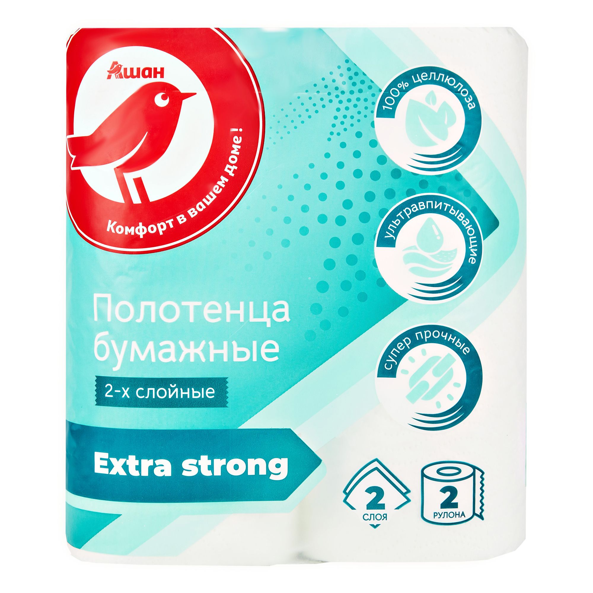 Полотенца бумажные АШАН Красная птица 2-х слойные EXTRASTRONG, 2 рулона, Белый, 363153787
Полотенца бумажные АШАН Красная птица 2-х слойные EXTRASTRONG, 2 рулона, Белый, 363153787