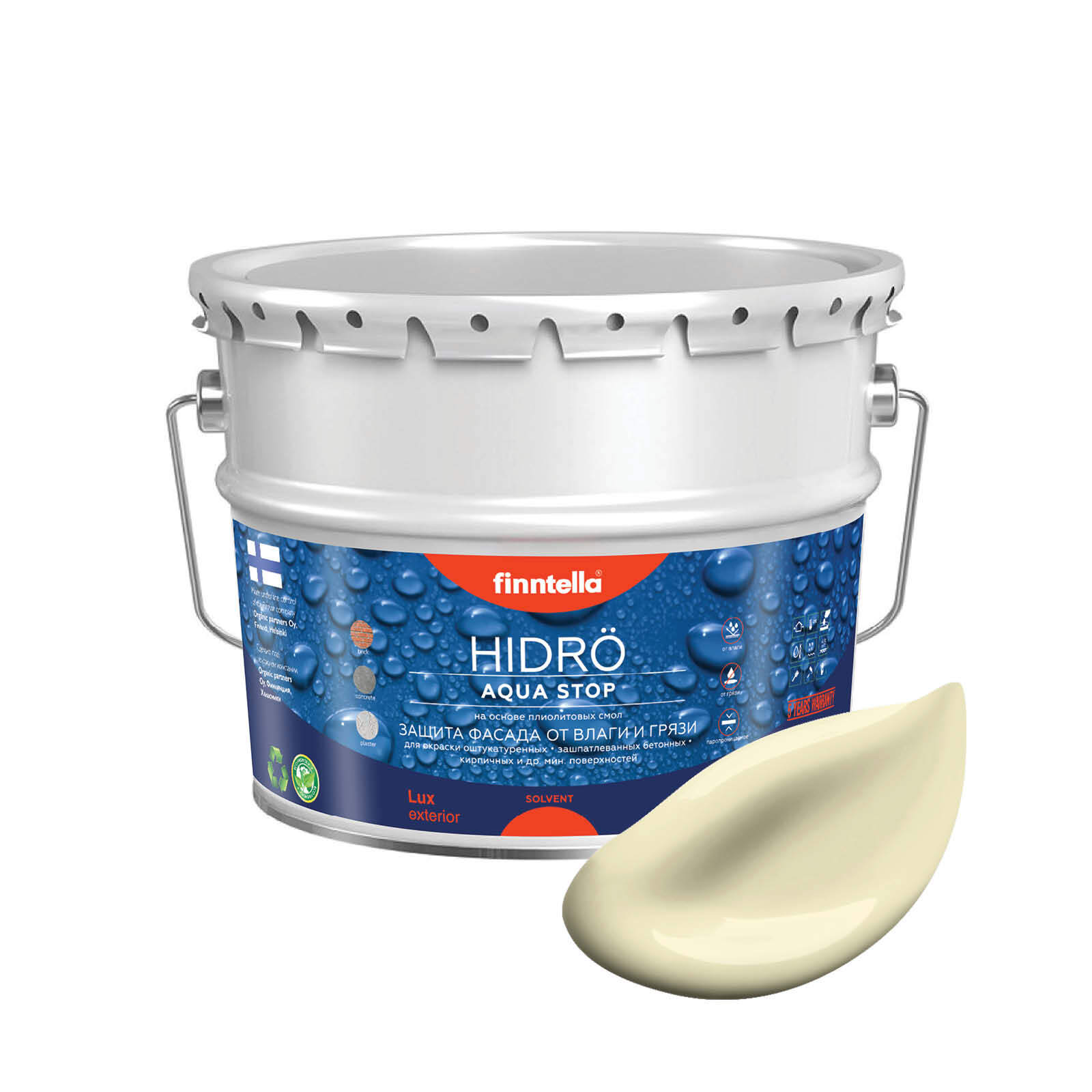 Краска HIDRO, IVORY Светло-жёлтый, 9л, Желтый, HIDRO самоочищающаяся фасадная со свойствами лотоса, плиолит-полиуретановая 
Краска HIDRO, IVORY Светло-жёлтый, 9л, Желтый, HIDRO самоочищающаяся фасадная со свойствами лотоса, плиолит-полиуретановая
