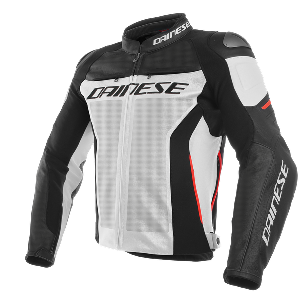 фото Куртка кожаная dainese racing 3 perforated white/black/red (р.50)