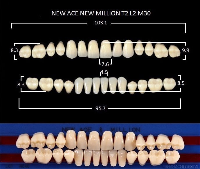 Зубы акриловые A3.5 T2, NEW ACE/NEW MILLION, полный гарнитур 28 шт. YAMAHACHI, Зубы полный гарнитур 28шт. NEW ACE NEW MILLION
Зубы акриловые A3.5 T2, NEW ACE/NEW MILLION, полный гарнитур 28 шт. YAMAHACHI, Зубы полный гарнитур 28шт. NEW ACE NEW MILLION