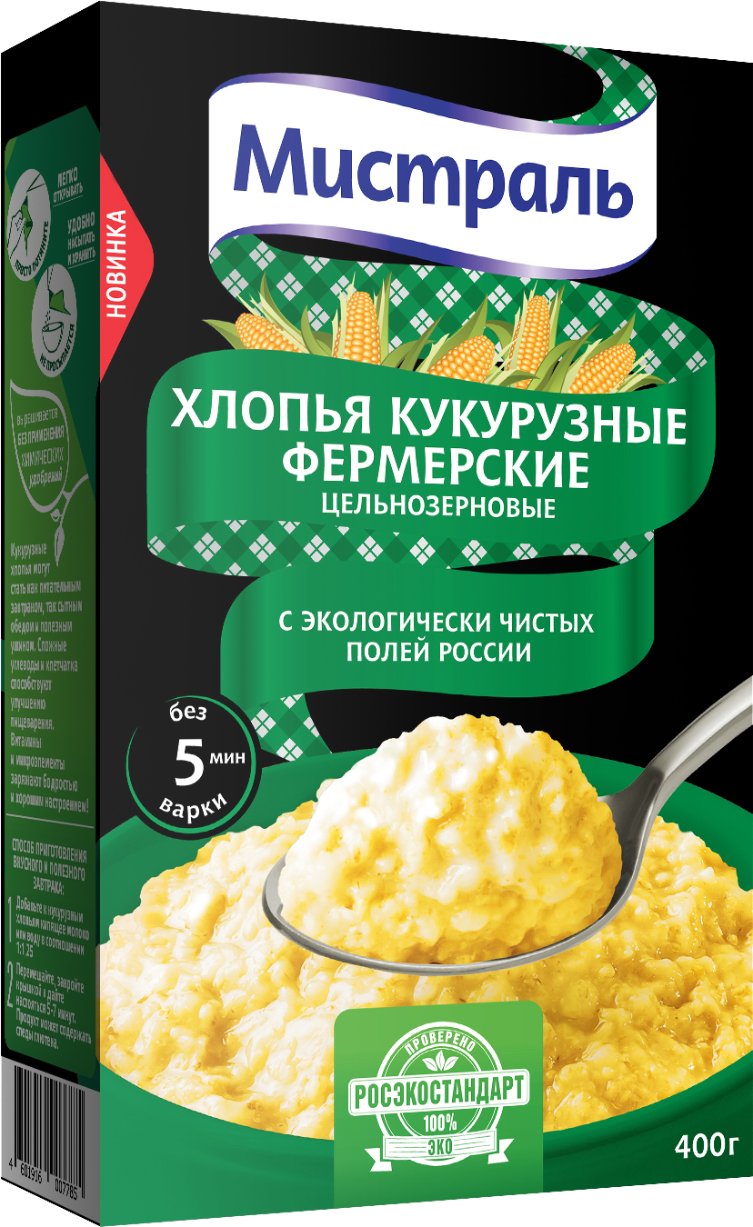 Купить хлопья Мистраль Фермерские кукурузные 400 г, цены на Мегамаркет |  Артикул: 100025763042