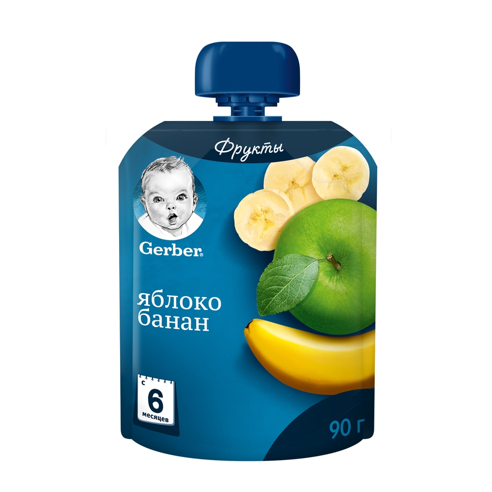 Купить пюре фруктовое Gerber Яблоко и банан с 6 мес. 90 г, 1 шт., цены на  Мегамаркет | Артикул: 100023351351