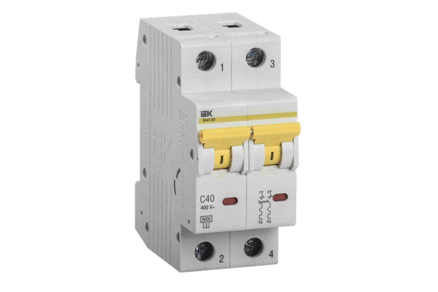 Выключатель автоматический модульный 2п C 40А 6кА ВА47-60M IEK  MVA31-2-040-C - купить в Москве, цены на Мегамаркет