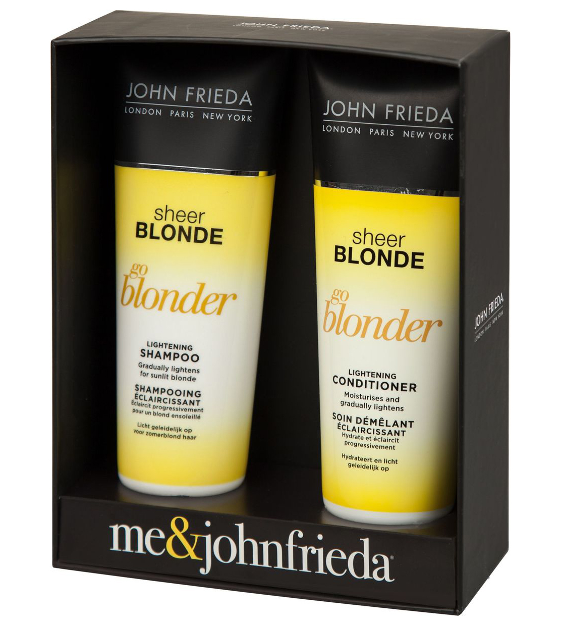 John frieda go. John Frieda шампунь Sheer blonde go blonder. Осветляющий шампунь John Frieda. John Frieda Sheer blonde go blonder (250 мл). Набор John Frieda Sheer blonde.