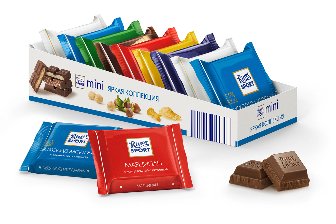 Купить шоколад Ritter Sport Mini Яркая коллекция 7 вкусов 16,67 г х 9 шт,  цены на Мегамаркет | Артикул: 100024463318