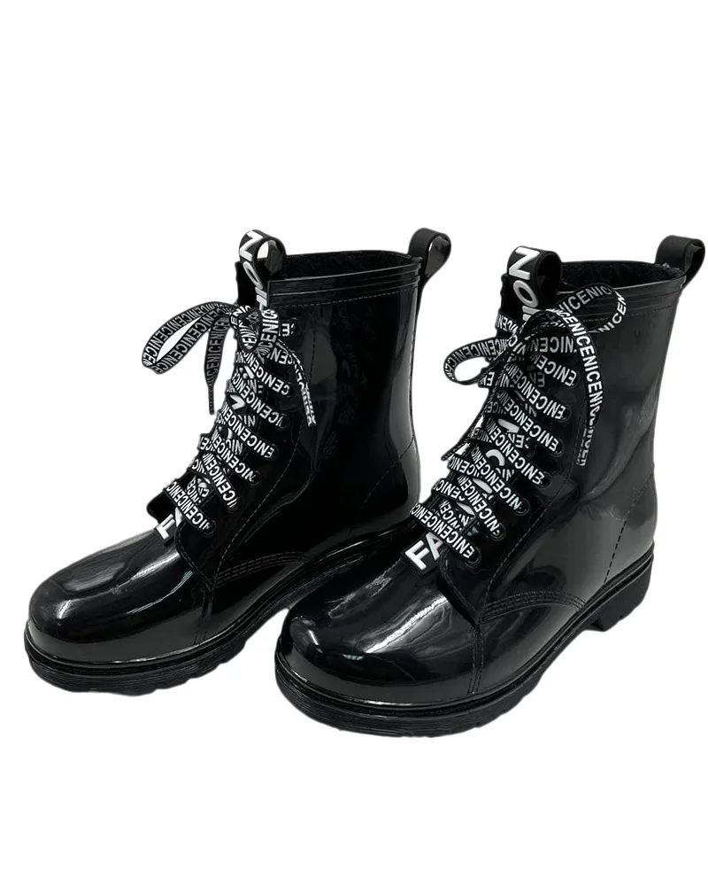 Резиновые ботинки женские SoloMax Сапоги со шнурками резиновые черные 38 RU- купить в Москве, цены на Мегамаркет