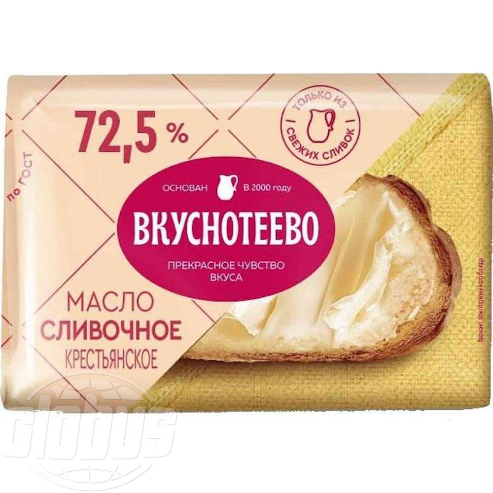 Купить сливочное масло Вкуснотеево Крестьянское 72,5% 180 г, цены на  Мегамаркет | Артикул: 100032055878