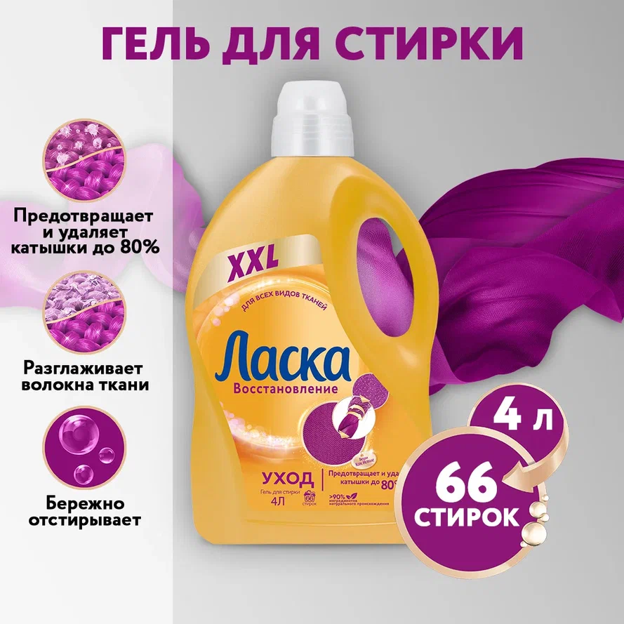 Гель для стирки Ласка Care & Repair, 4 л, бутылка - отзывы покупателей на  Мегамаркет | 100029010808