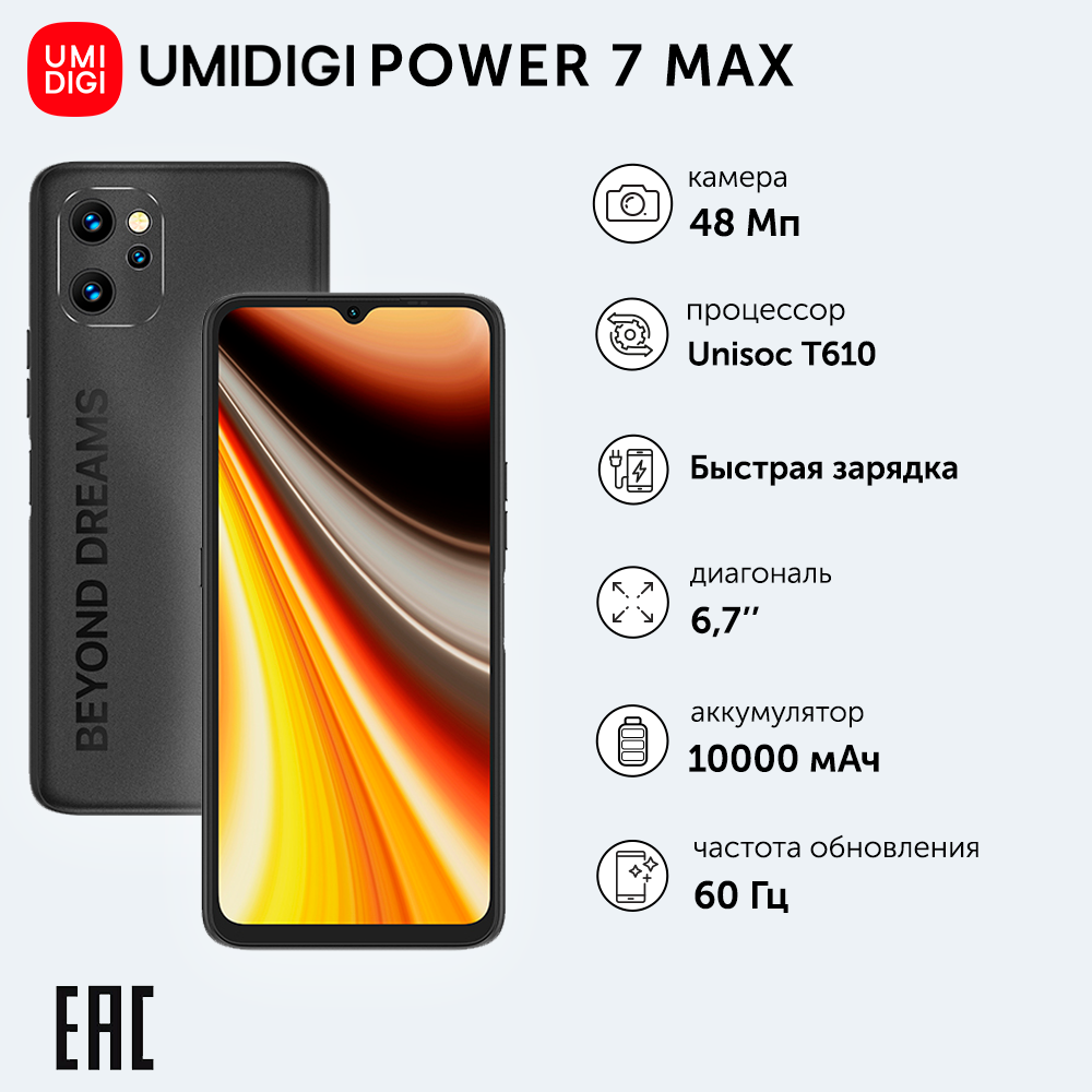 Смартфон Umidigi Power 7 Max 6/128GB Gray - отзывы покупателей на  маркетплейсе Мегамаркет | Артикул: 600009953078