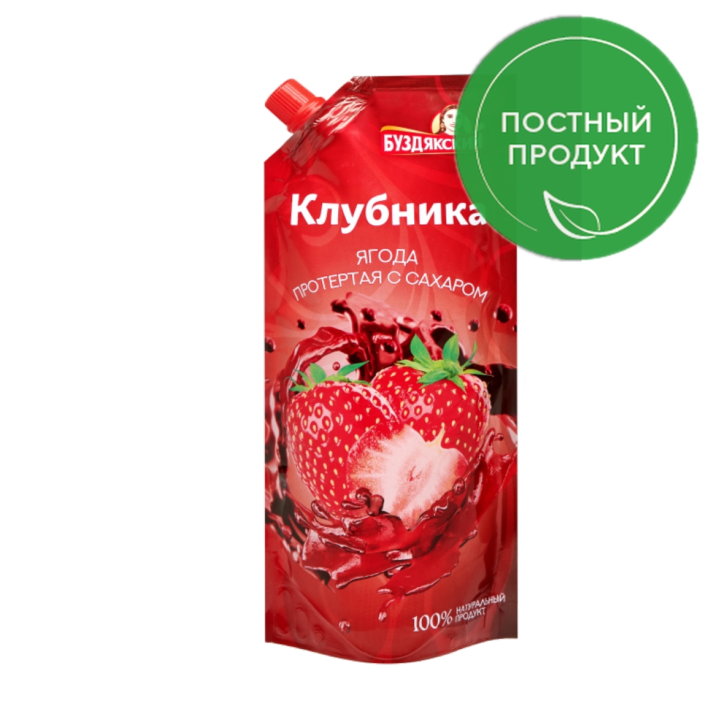 Клубника Буздякский протертая с сахаром 280г