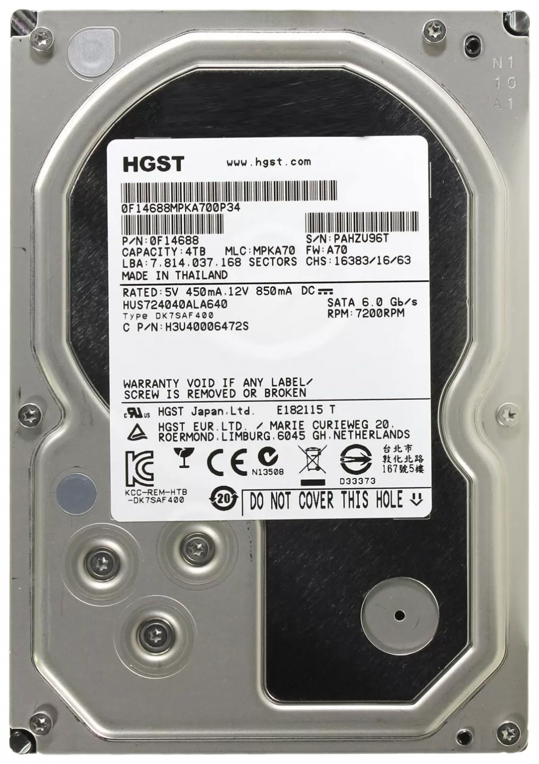 Внутренний жесткий диск HGST Ultrastar 7K4000 4TB (HUS724040ALA640) -  отзывы покупателей на Мегамаркет