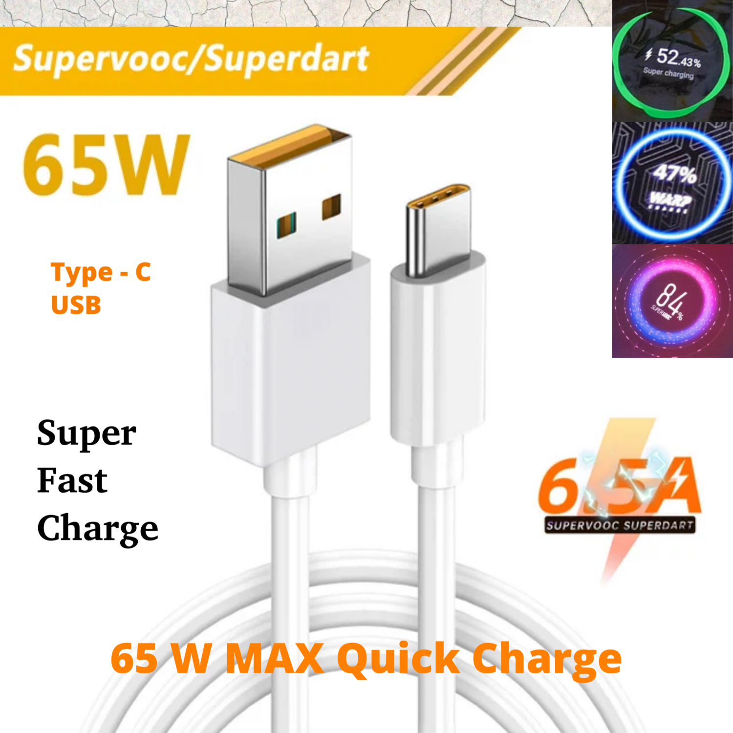 Кабель зарядный USB 3.0 - Type-C Realme SuperVooc (6.5A-65W) Super Fast  Charge – купить в Москве, цены в интернет-магазинах на Мегамаркет