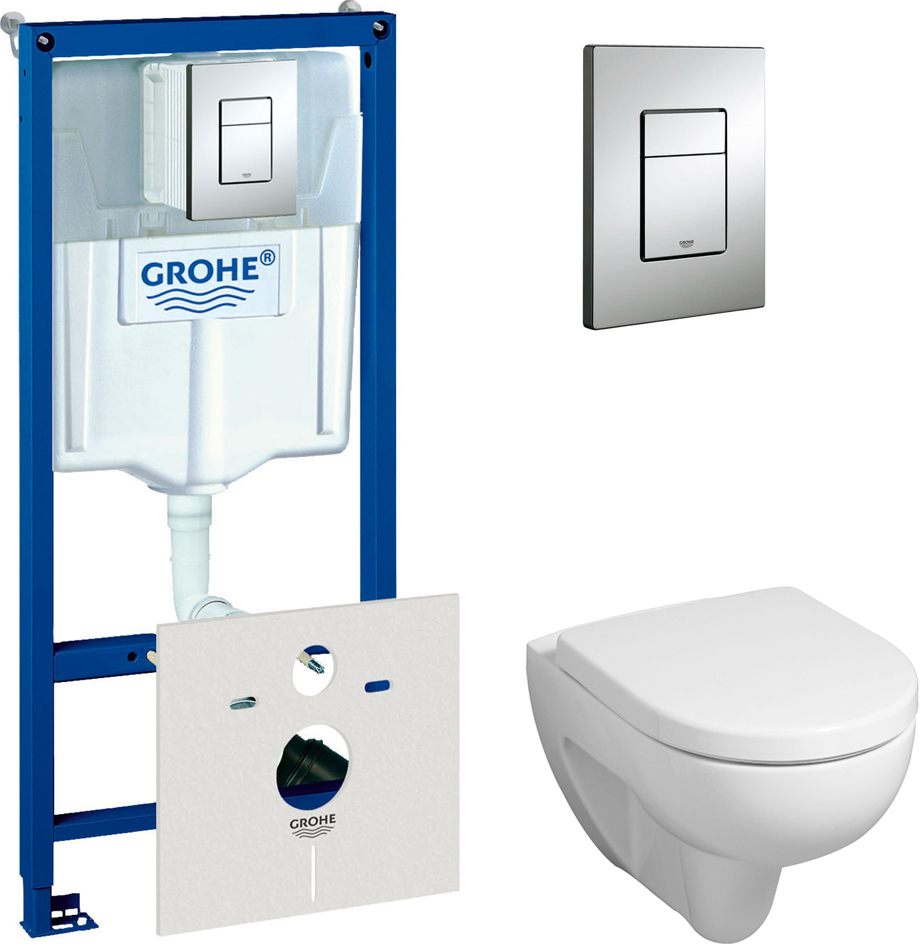 Geberit Комплект инсталляция Grohe Rapid SL 38775001 4 в 1 + унитаз ...