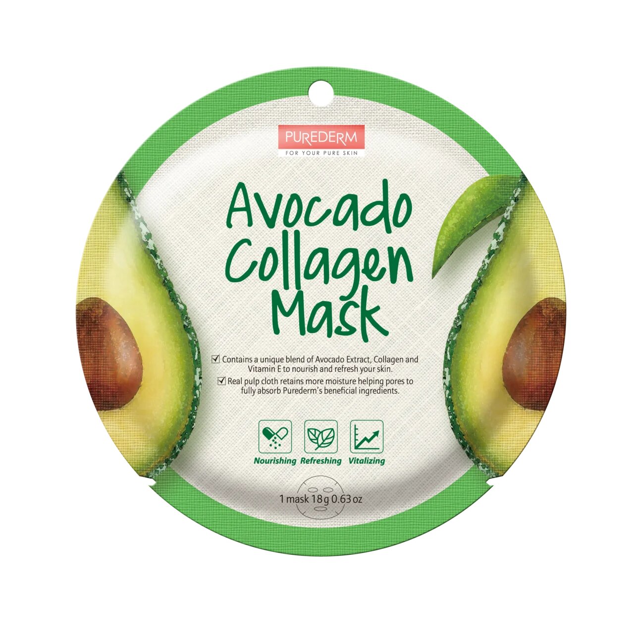 Маска для лица Purederm Avocado Collagen увлажняющая, с коллагеном 18 г -  отзывы покупателей на Мегамаркет | маски для лица