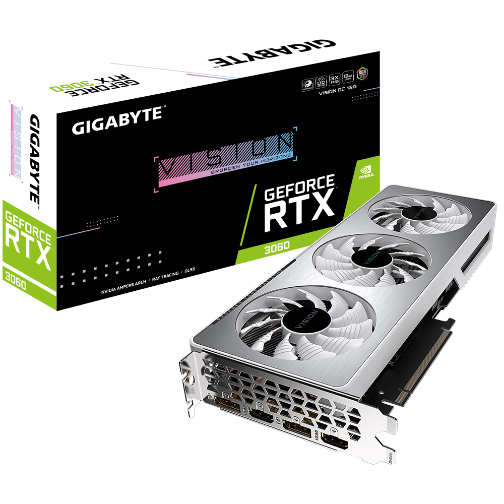 Видеокарта GIGABYTE NVIDIA GeForce RTX 3060 VISION OC (LHR) (GV-N3060VISION  OC-12GD) - отзывы покупателей на Мегамаркет