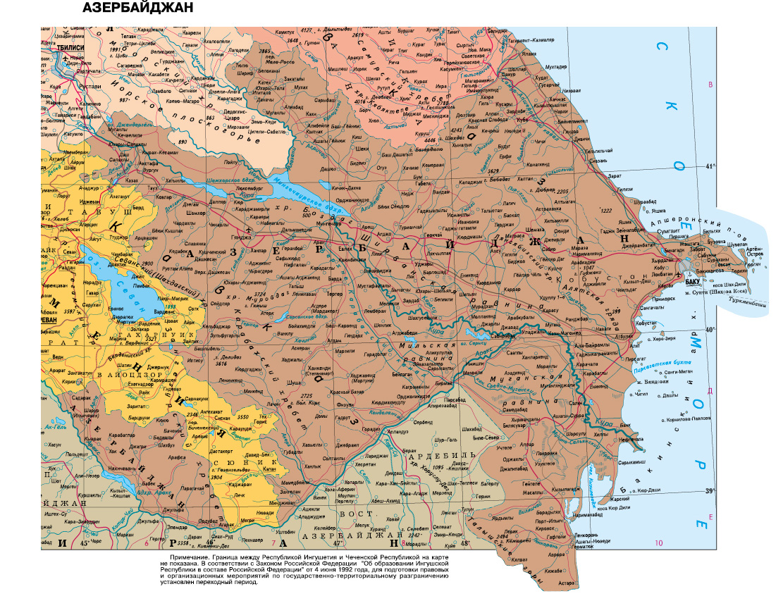 Карта азербайджана россии