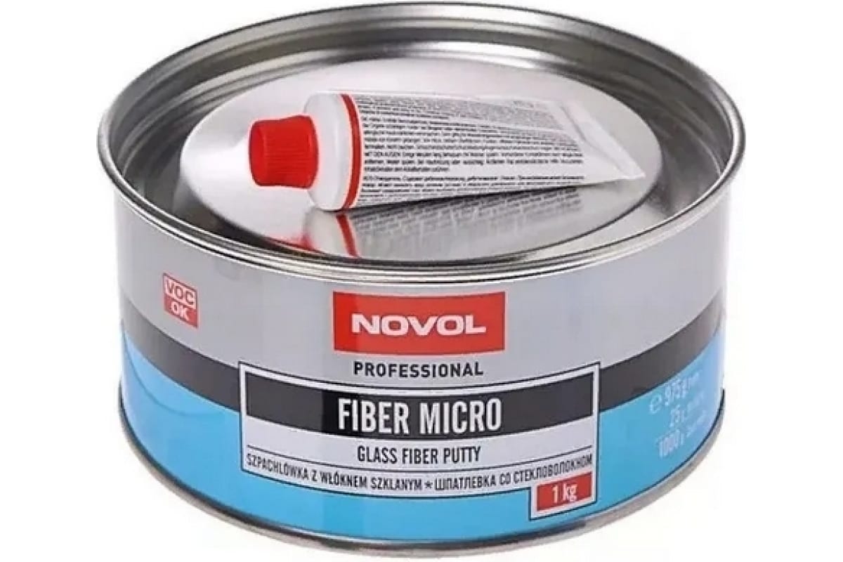 Шпатлевка Novol FIBER MICRO с коротким стекловолокном 1 кг X6126448 -  купить в Москве, цены на Мегамаркет