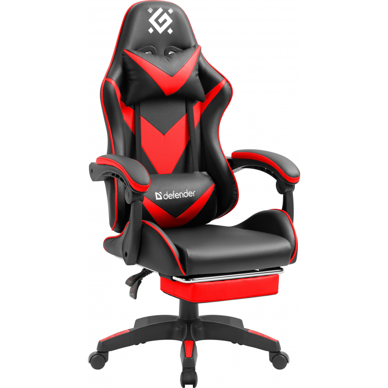 Кресло игровое Defender Minion с подножкой, класс4, чёрное, красное .