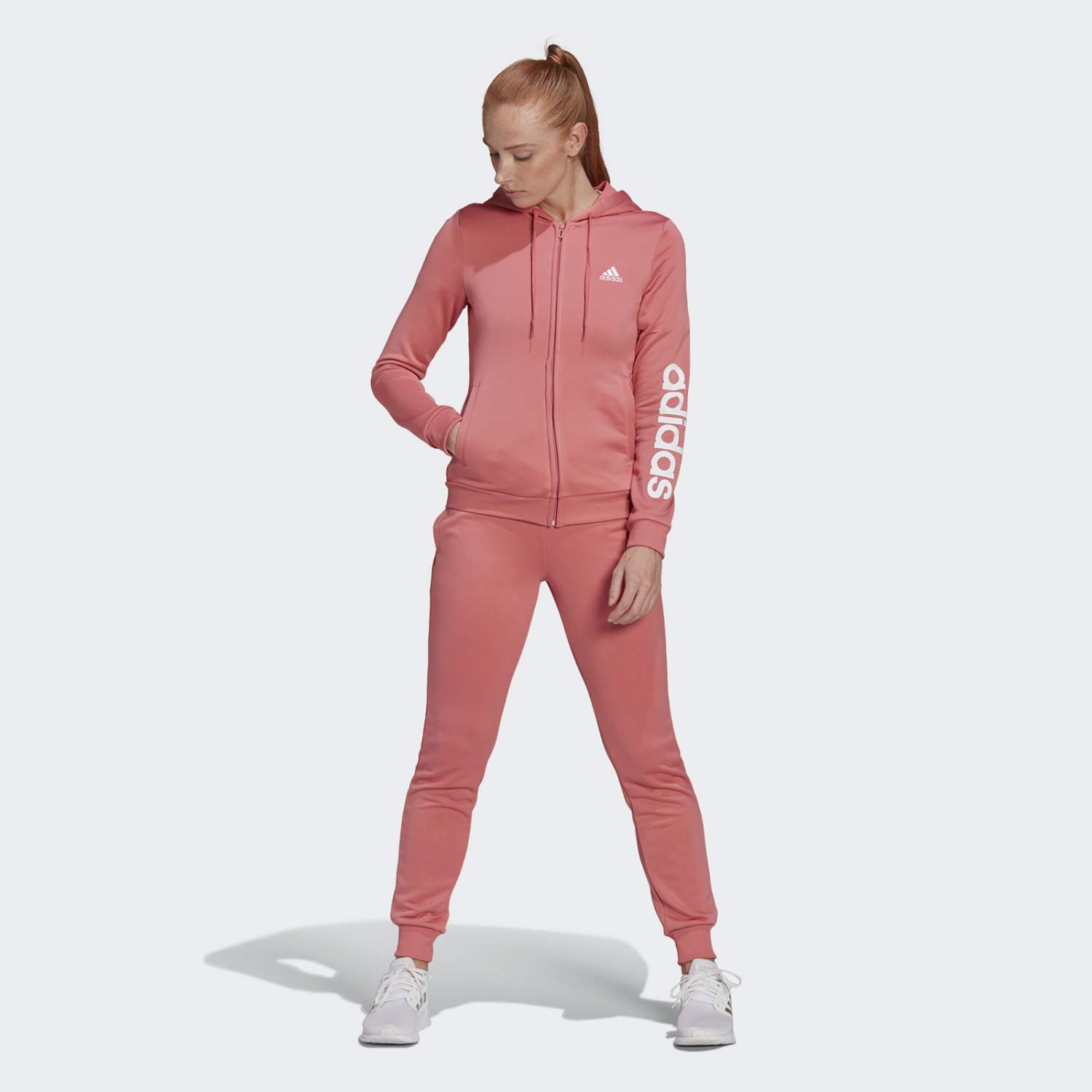 Костюм женский Adidas W LIN FT TS розовый L - купить в Москве, цены на  СберМегаМаркет