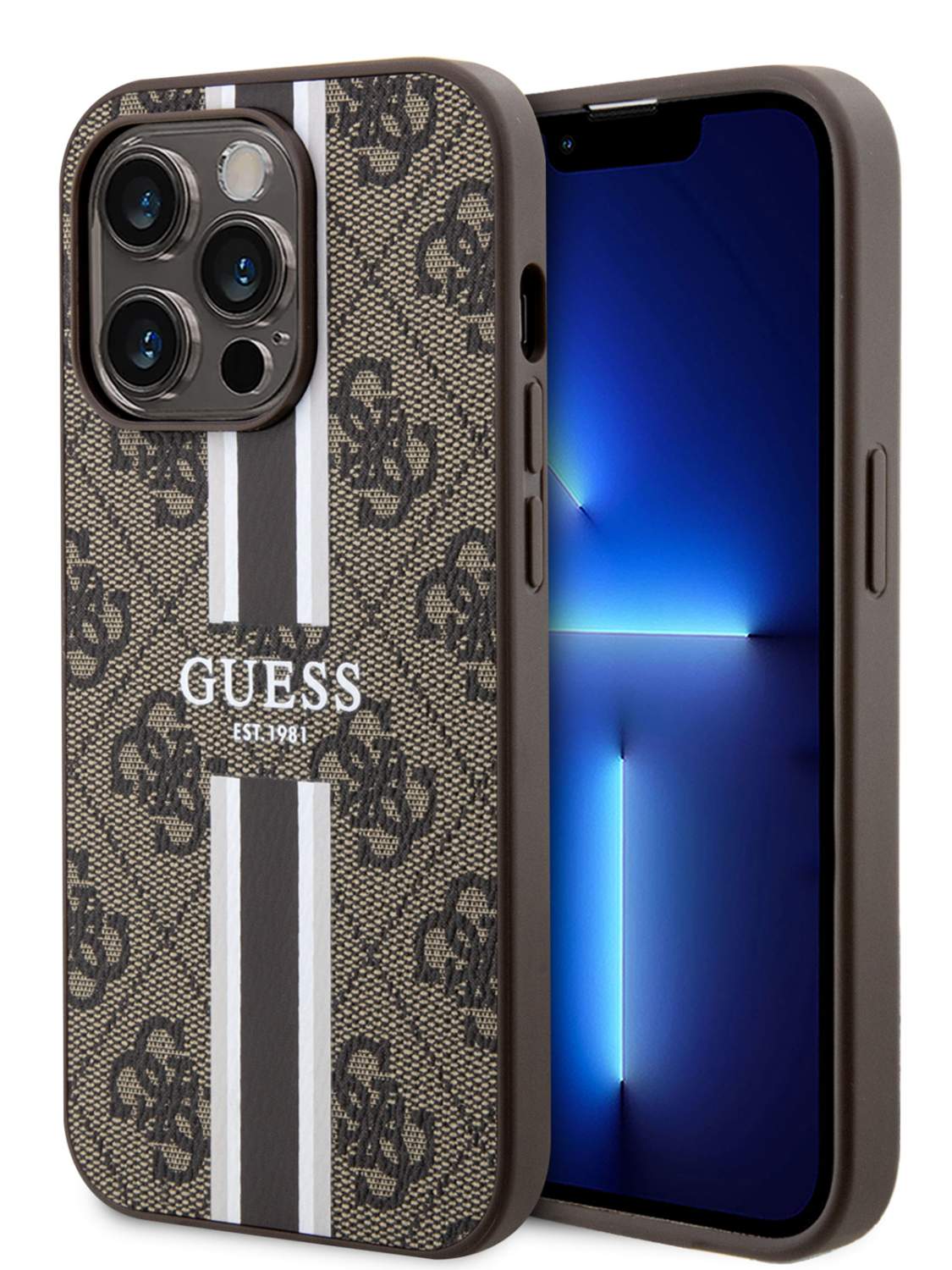 Чехол Guess для iPhone 14 Pro Max из экокожи с MagSafe, коричневый, купить  в Москве, цены в интернет-магазинах на Мегамаркет