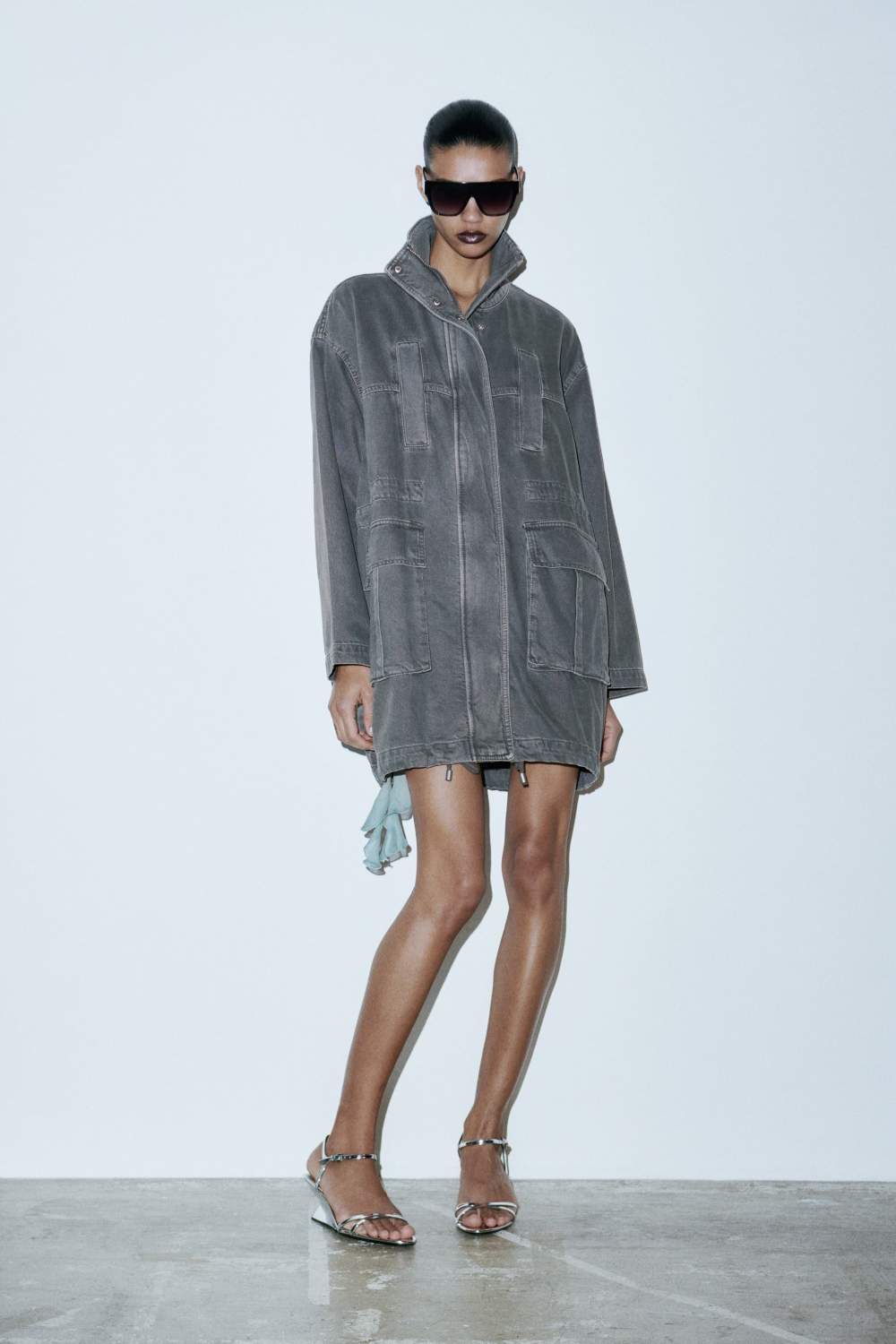Джинсовая куртка женская ZARA 04877044 серая XS (доставка из-за
