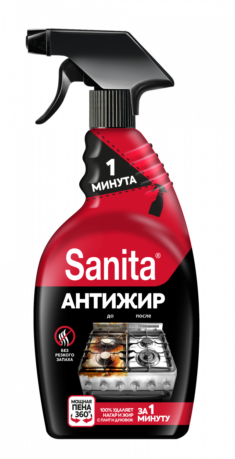 Средство для кухни Sanita чистящее, антижир, 500 мл - характеристики и  описание на Мегамаркет