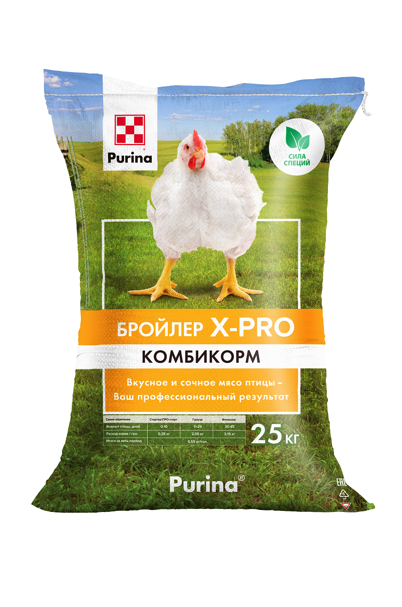 Купить комбикорм Гроуэр для бройлеров Purina X-PRO, 25 кг, цены на  Мегамаркет | Артикул: 100028813285