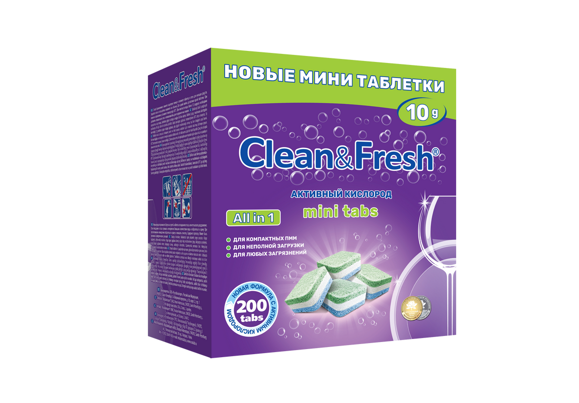 Таблетки для посудомоечной машины CLEAN&FRESH - купить в Москве - Мегамаркет