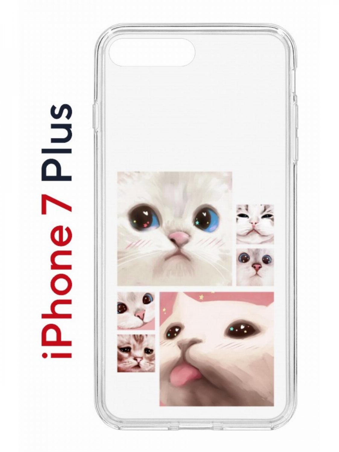 Чехол на iPhone 7 Plus/8 Plus с принтом Kruche Print Коты, бампер с защитой  камеры, купить в Москве, цены в интернет-магазинах на Мегамаркет