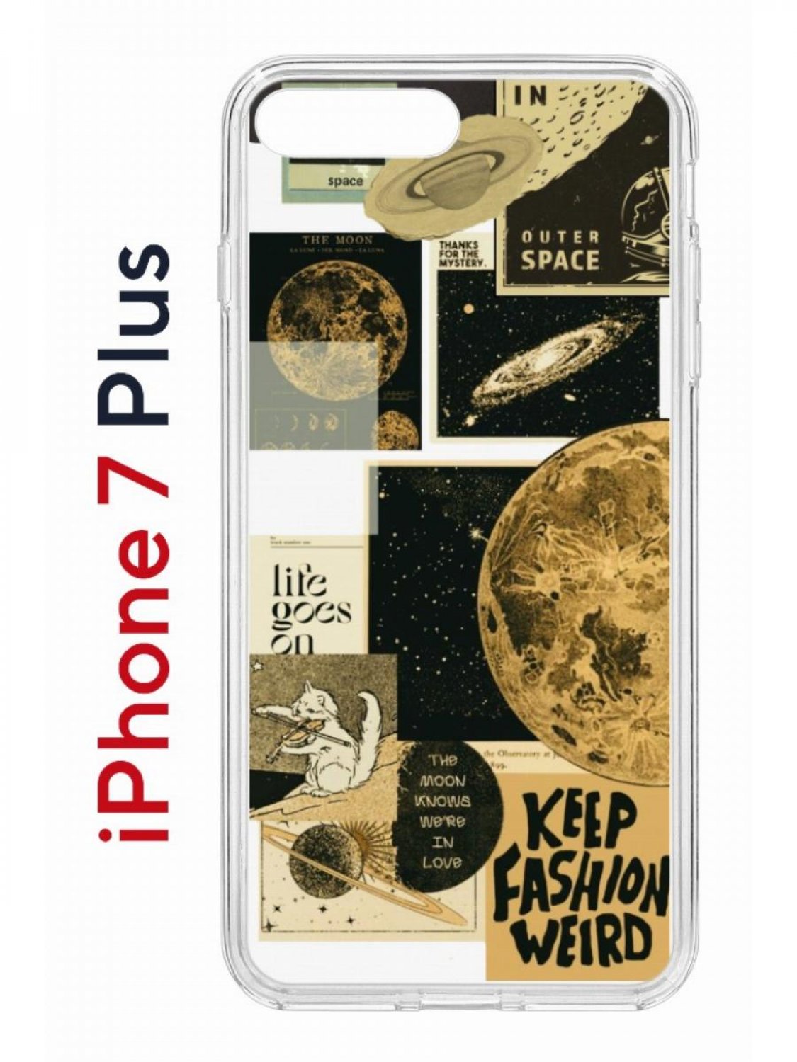 Чехол на iPhone 7 Plus/8 Plus Kruche Print Стикеры Космос, бампер с защитой  камеры, купить в Москве, цены в интернет-магазинах на Мегамаркет