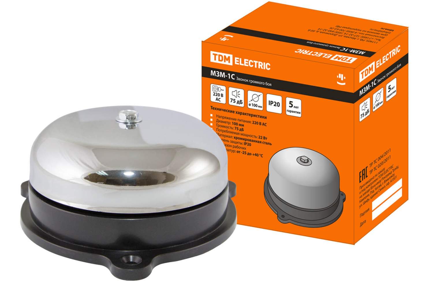 Звонок громкого боя TDM ELECTRIC МЗМ-1С-100мм 75дБ 220В SQ1903-0007 ...