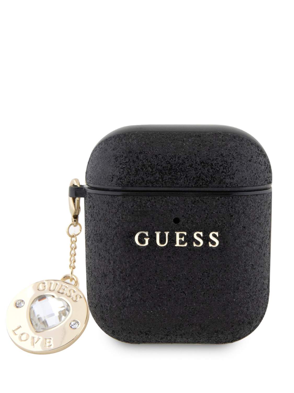 Чехол Guess для Airpods 1/2 с блестками и подвеской Black, купить в Москве,  цены в интернет-магазинах на Мегамаркет