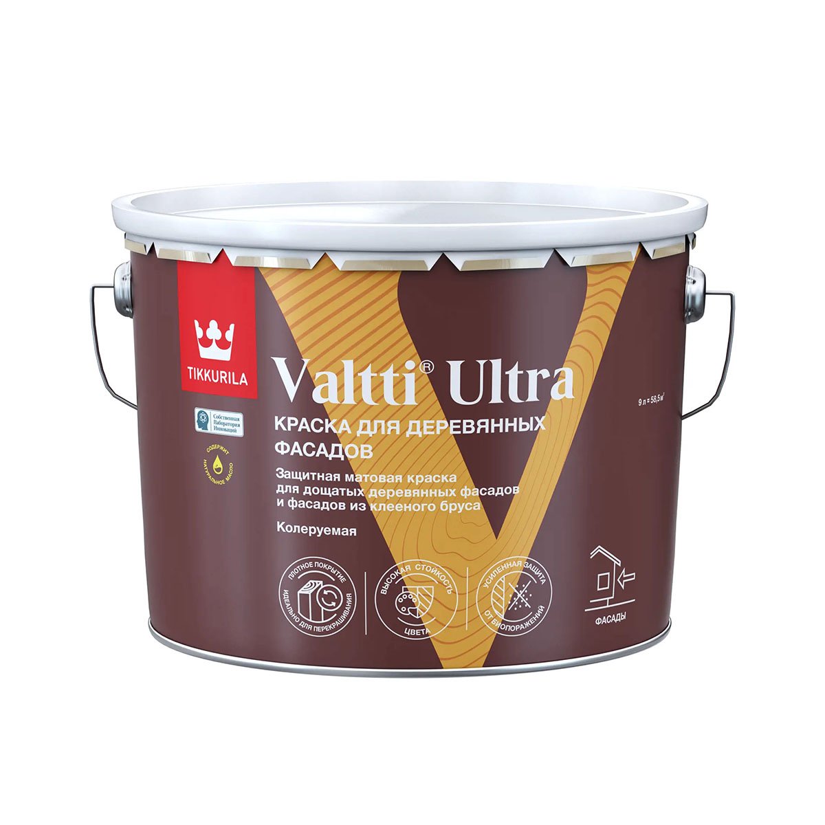 Краска для деревянных фасадов Tikkurila Valtti Ultra, матовая, база С,  бесцветная, 9 л - купить в ИзосистемПРО, цена на Мегамаркет