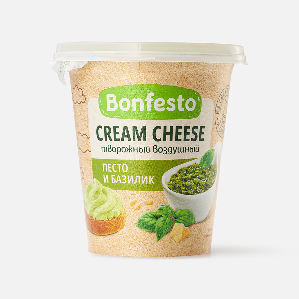 Сыр творожный Bonfesto Cream Cheese со вкусом песто и базилика 65% 125 г -  отзывы покупателей на маркетплейсе Мегамаркет | Артикул: 100030685369