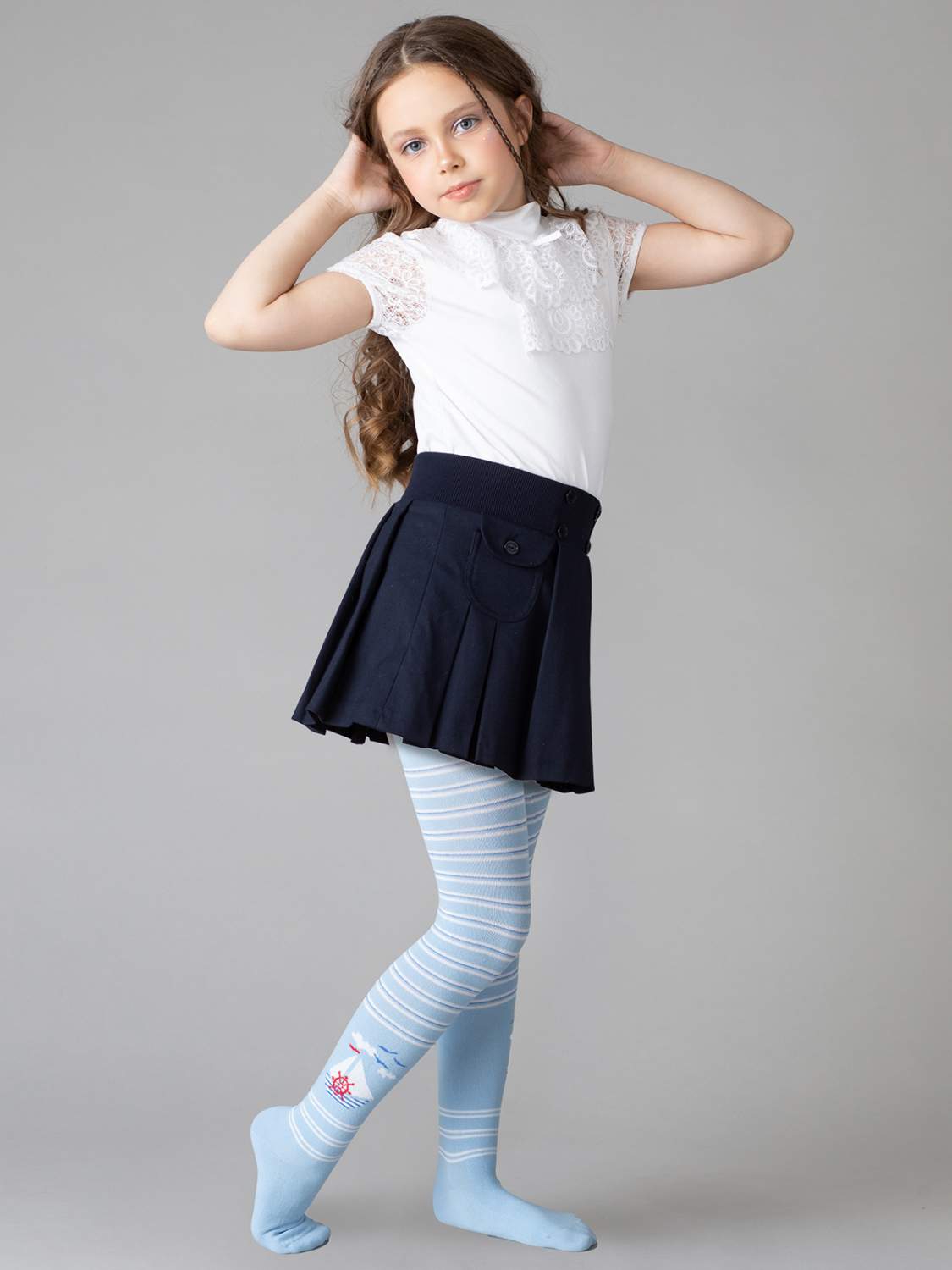 Купить колготки детские OMSA kids 13P64-1 кораблик якорь голубой, 104-110,  цены в Москве на Мегамаркет | Артикул: 100045308424