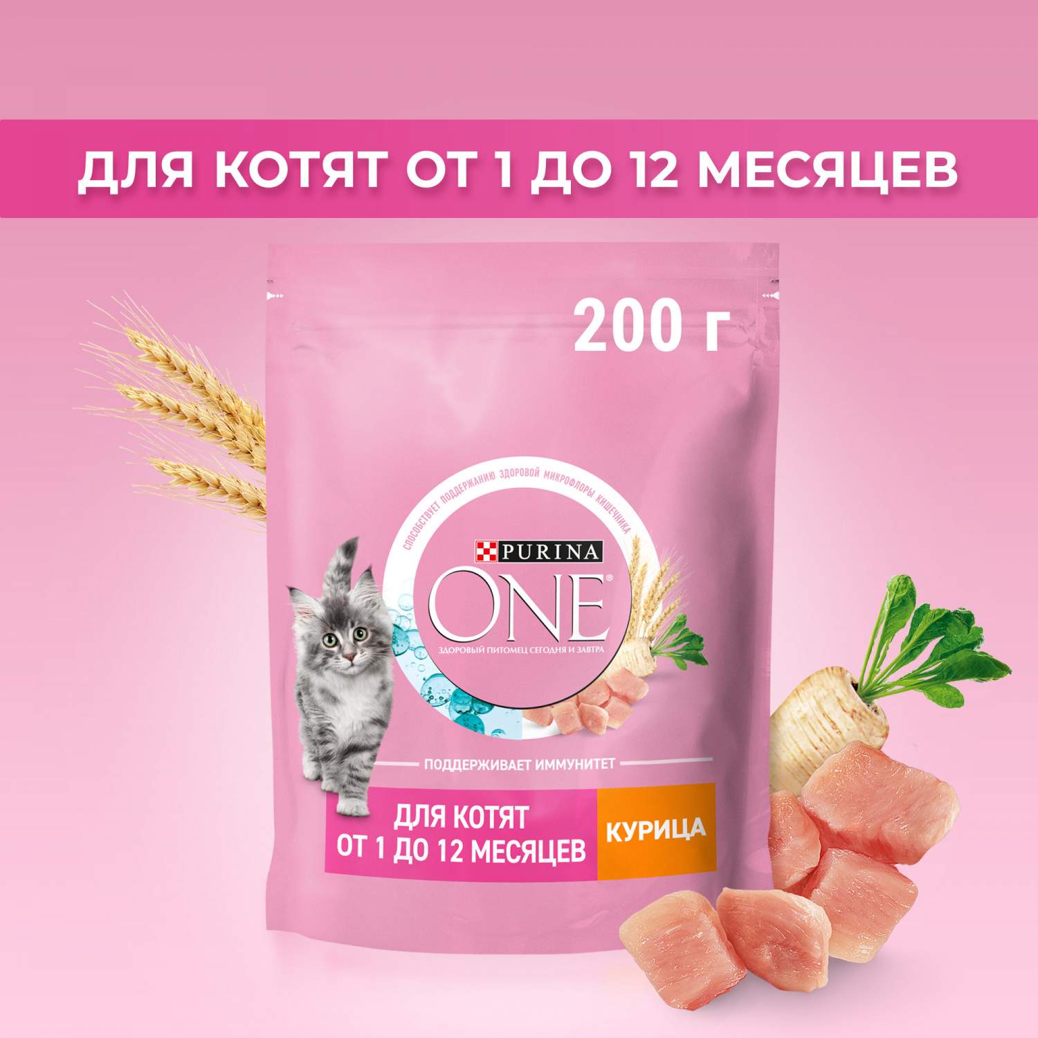 Сухой корм для котят Purina ONE с курицей и цельными злаками, 200 г -  отзывы покупателей на маркетплейсе Мегамаркет | Артикул товара:100013275119