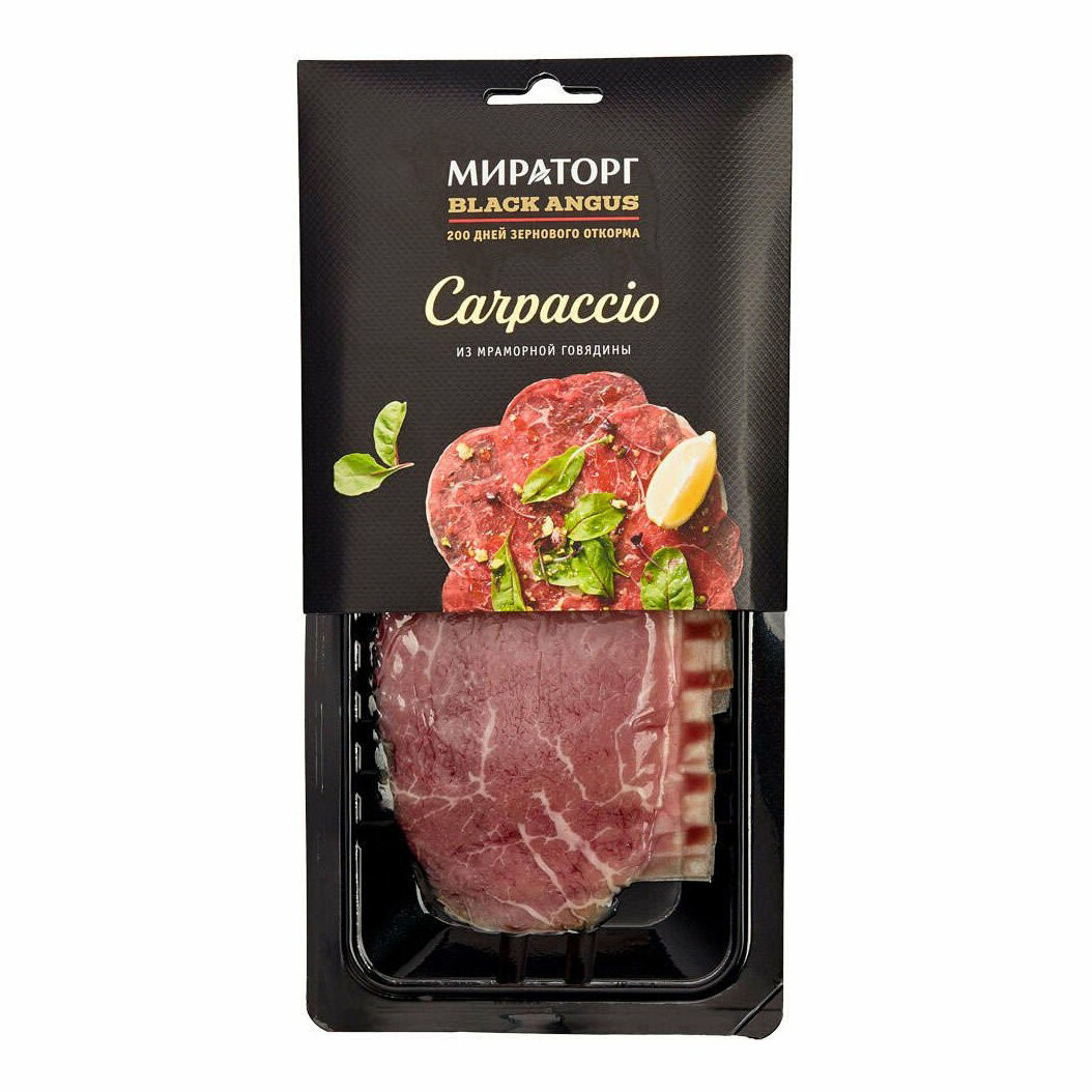 Купить карпаччо из мраморной говядины Мираторг Black Angus нарезка 90 г,  цены на Мегамаркет | Артикул: 100055936560