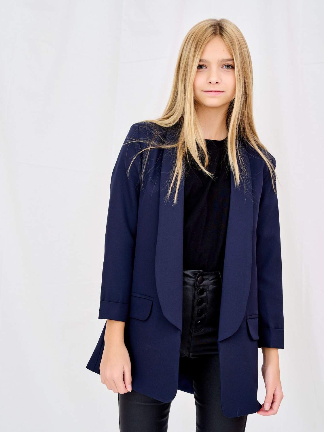 Купить пиджак детский для девочек Olya Stoff kOS16009 Цвет синий размер 170, цены в Москве на Мегамаркет